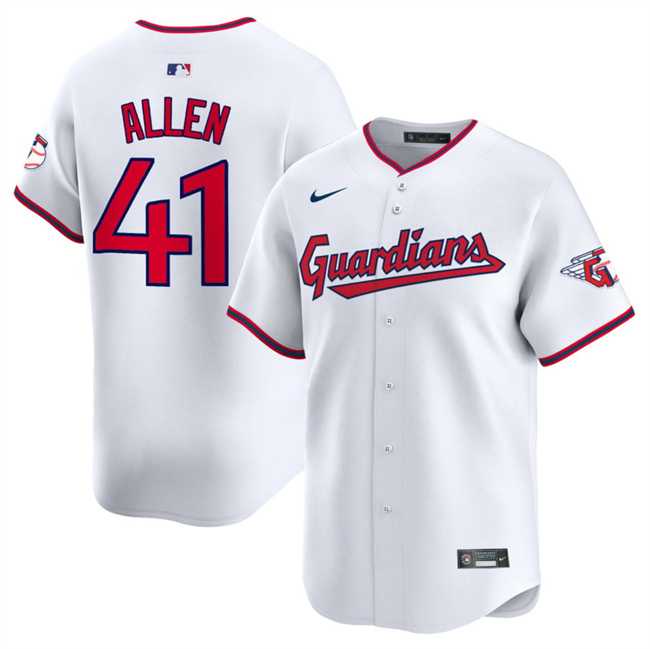 Men%27s Cleveland Guardians #41 Carlos Santana White Home Limited Stitched Jersey Dzhi->cleveland guardians->MLB Jersey